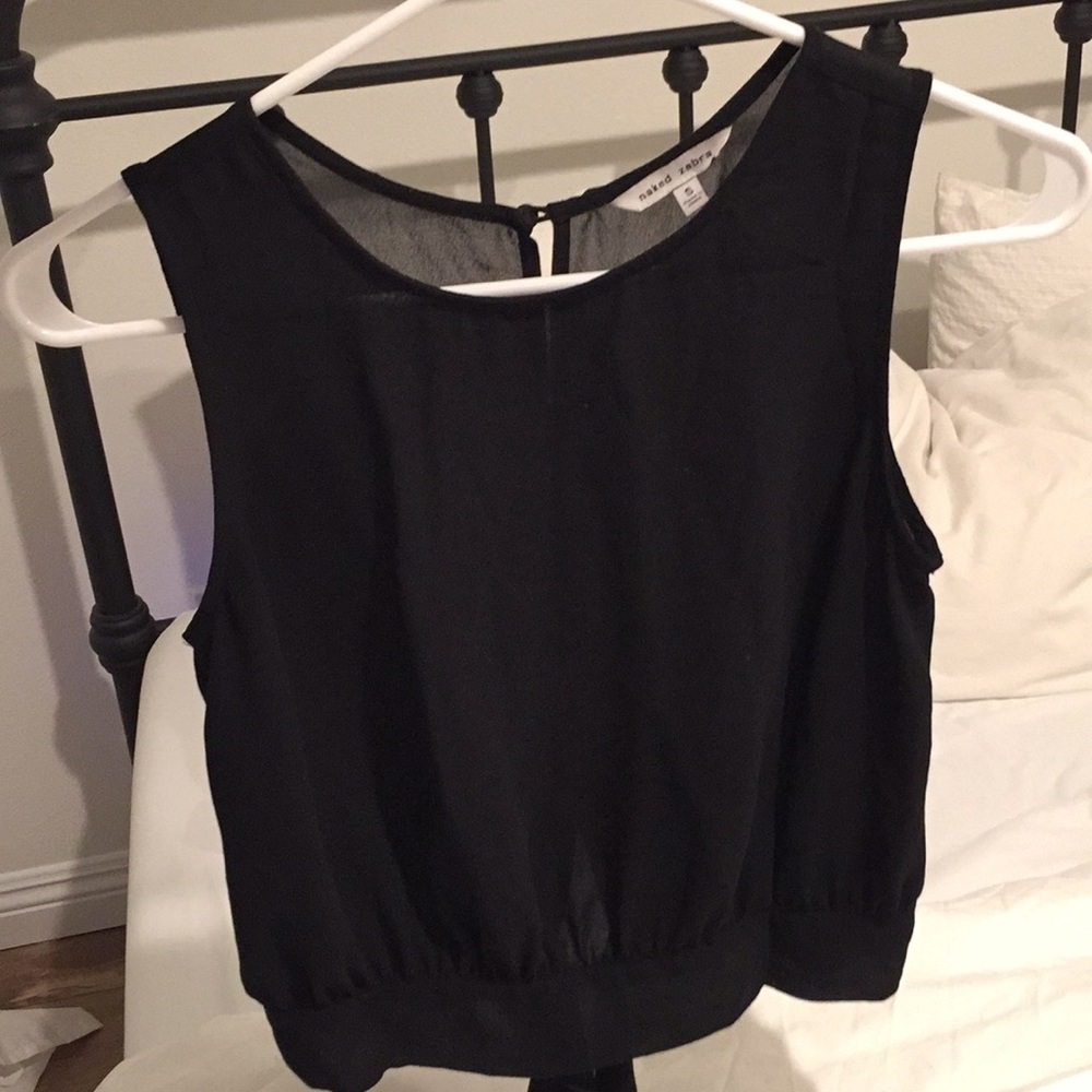 Black top with tie back see through Naked Zebra